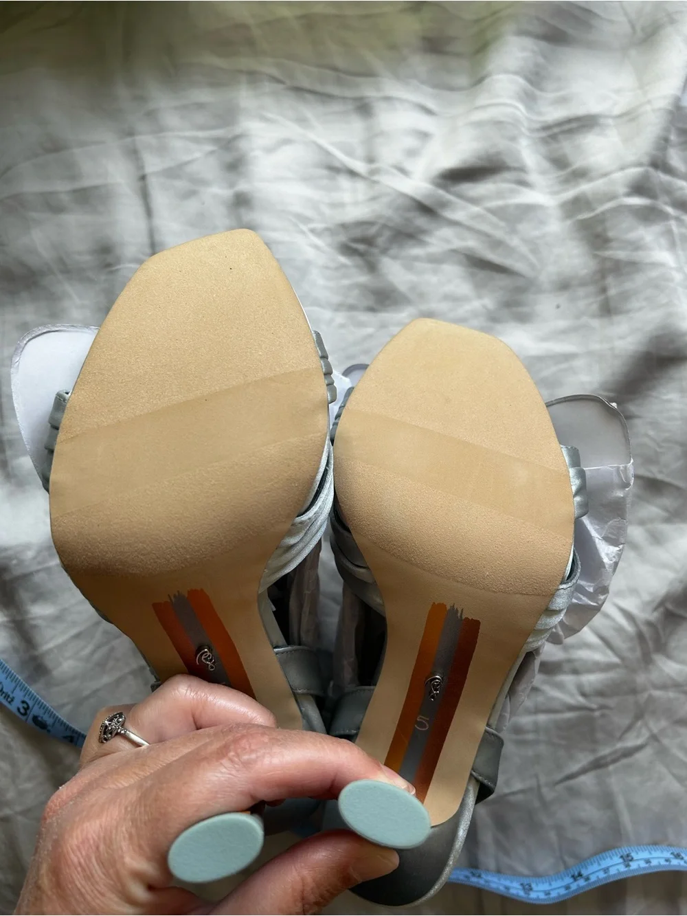 Sam Edelman Cape Blue Lexi Satin High Heel Sandals